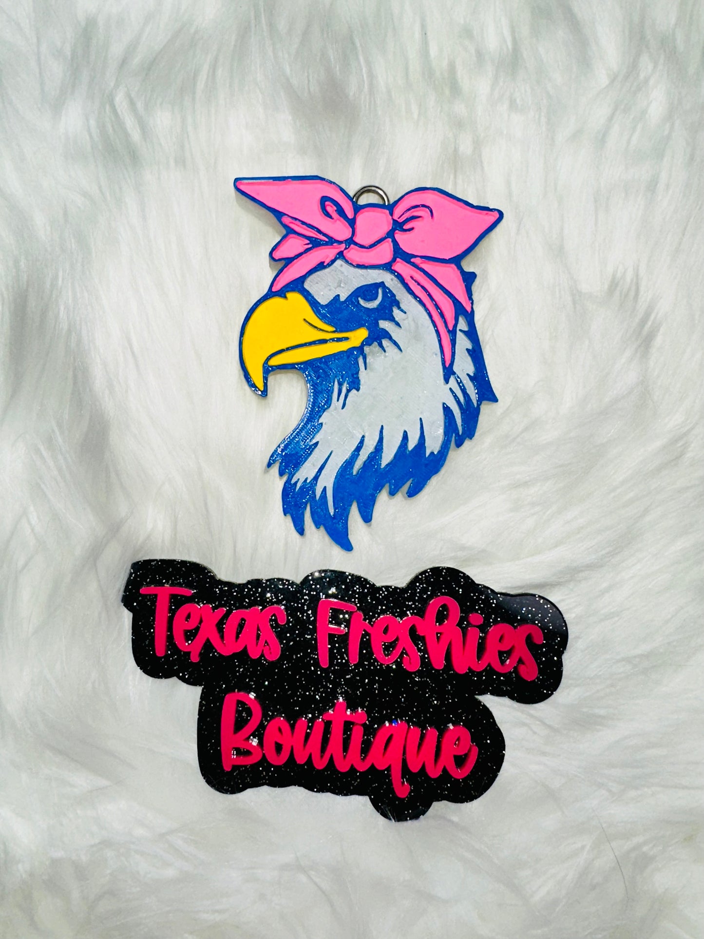 Sassy Eagle with Headband Hairbow BH Barbers Hill Eagle Car Freshie