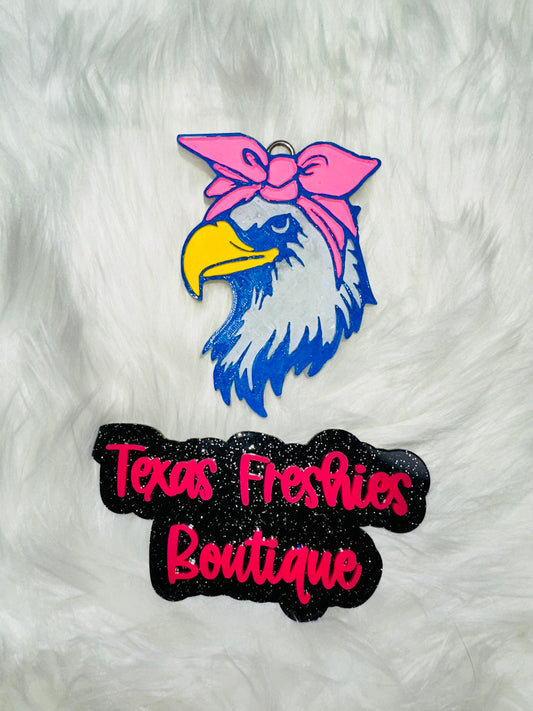 Sassy Eagle with Headband Hairbow BH Barbers Hill Eagle Car Freshie