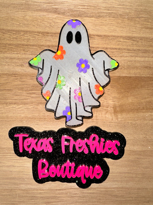 Floral Flower Ghost Car Freshie (Halloween)