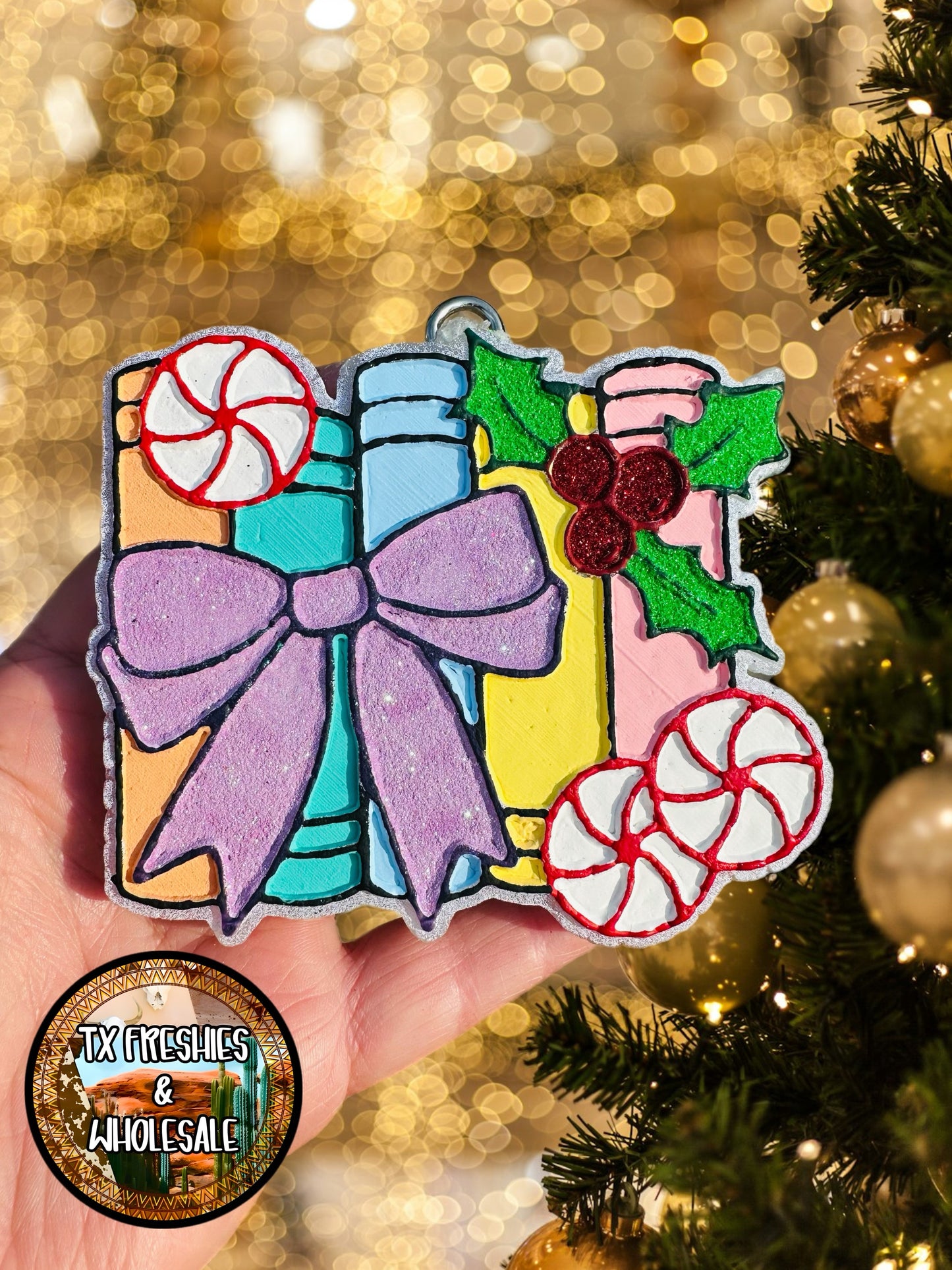 CHRISTMAS WINTER PAINTED CAR FRESHIE (YOU CHOOSE DESIGN)