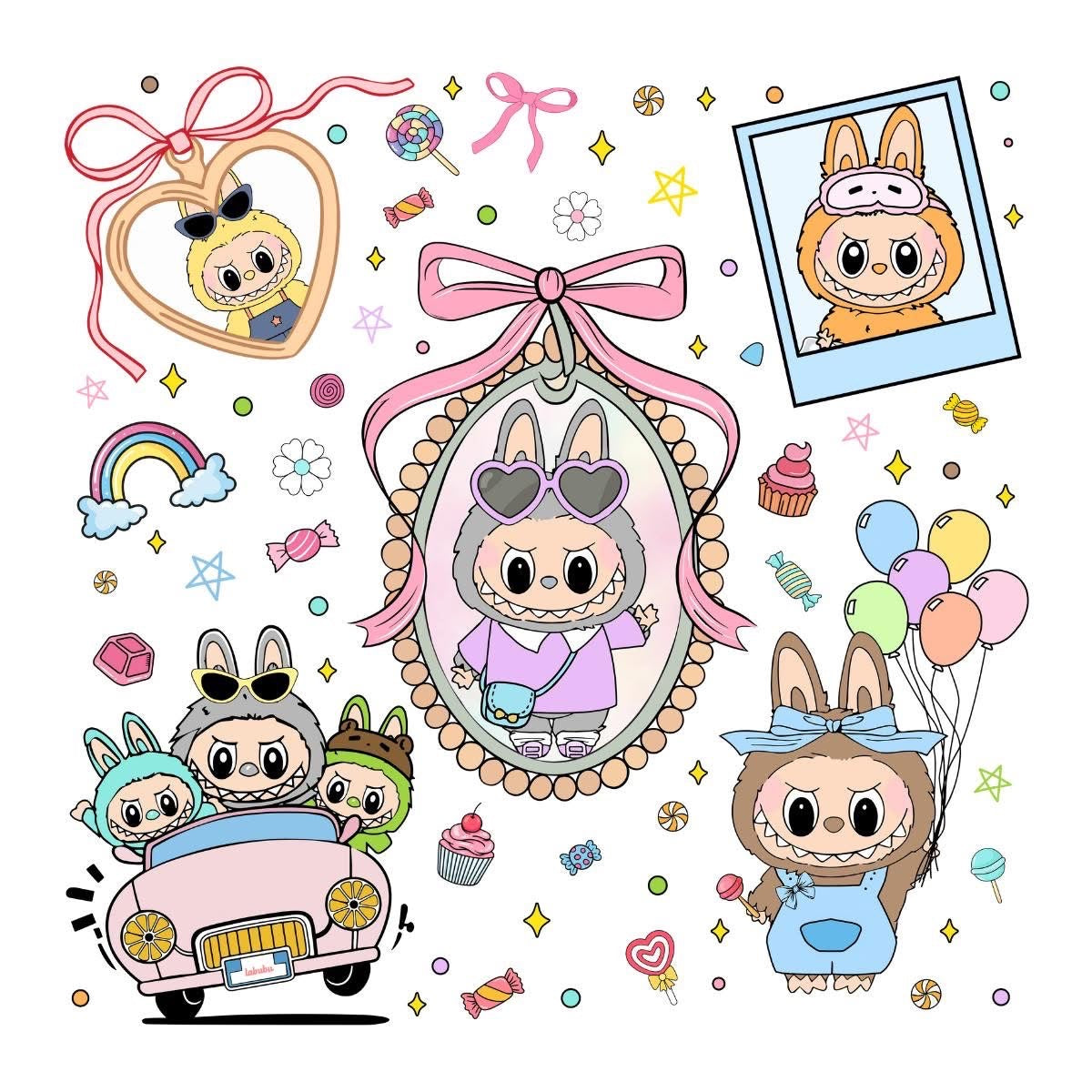 LABUBU LAFUFU DOLL MONSTER CAR FRESHIE CARD STOCK (CHOOSE IMAGE)