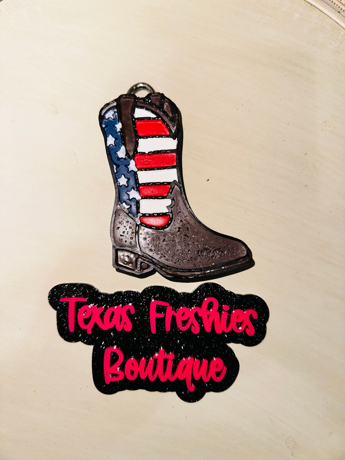 USA Flag Work Boot Car Freshie