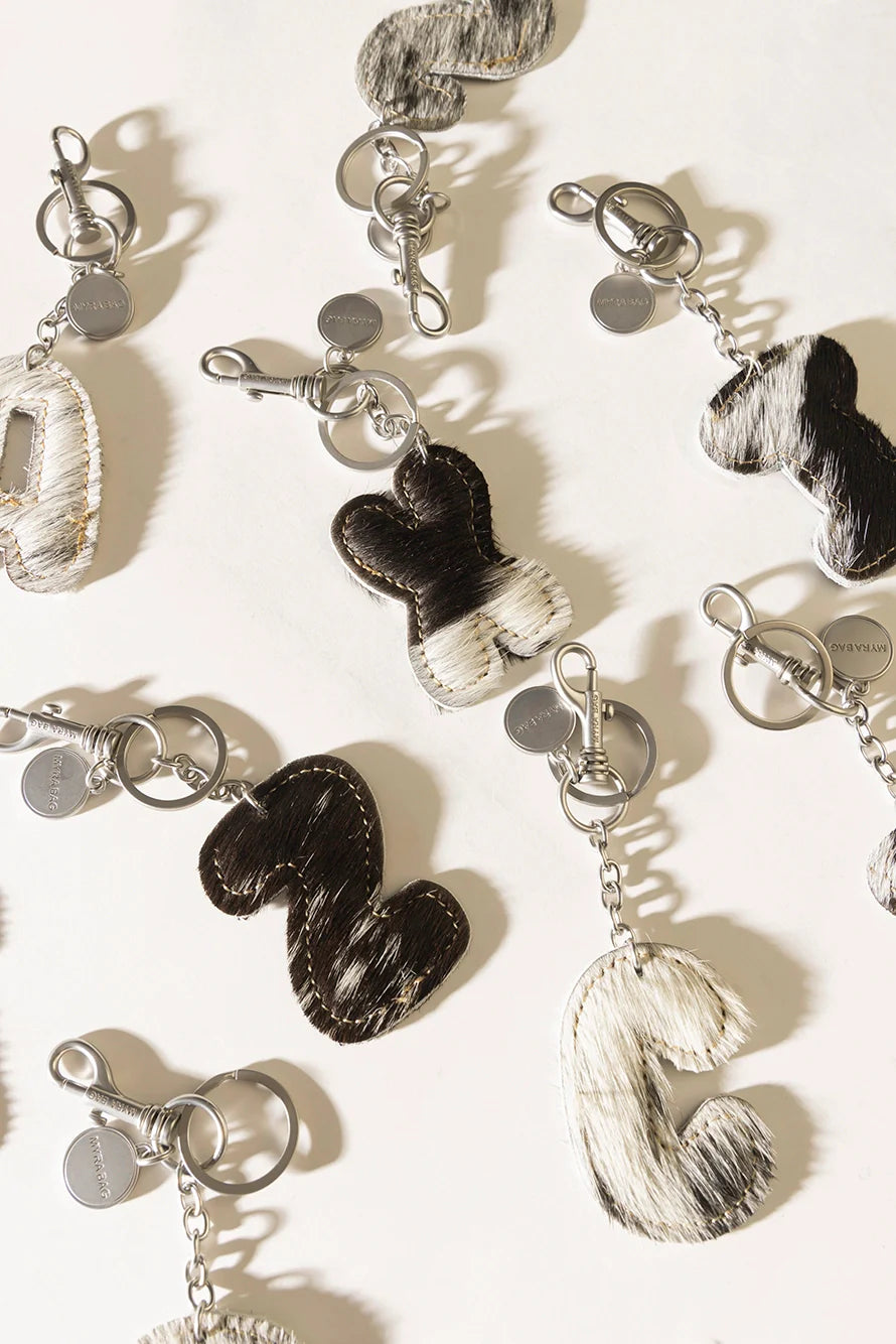 Alpha Hairon Bag Charm in Black & White