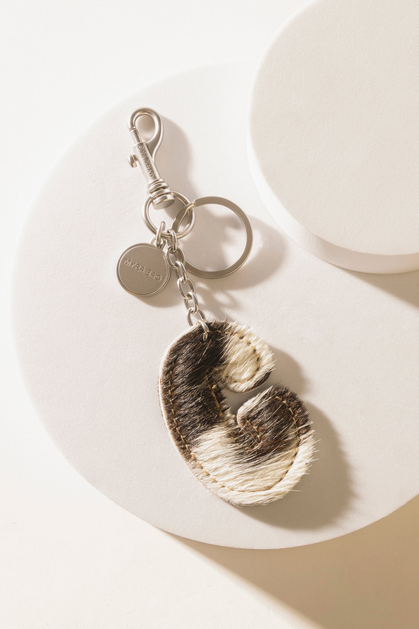 Alpha Hairon Bag Charm in Black & White
