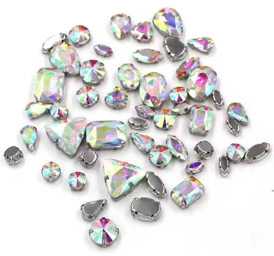 50pc Mixed Shape Rhinestones Crystal AB